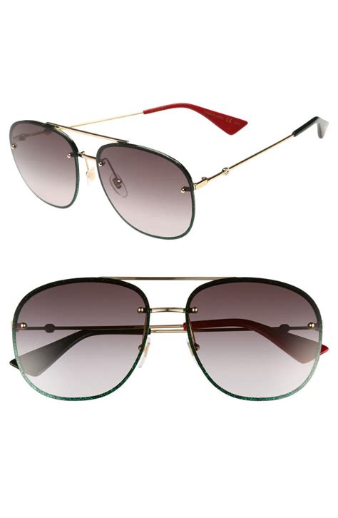 gucci 62mm sunglasses silver|Gucci oversized aviator sunglasses.